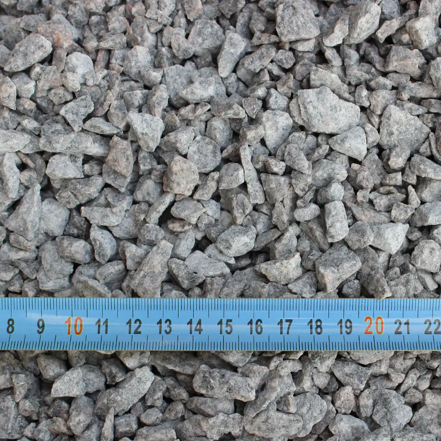 caderac fournisseurs de gravier 5/15 Graviers mesurés avec ruban métrique bleu.